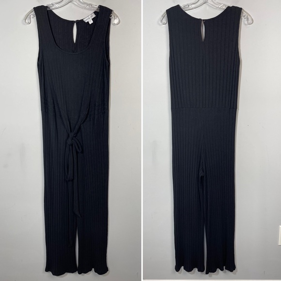 Amour Vert Briar Provence Rib Jumpsuit Black Size L Large Ankle Crop Minimalist - Picture 5 of 15